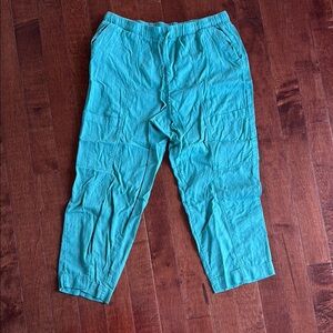 Blue Cargo Pants with Elastic Waistband and Adjustable Cuffs